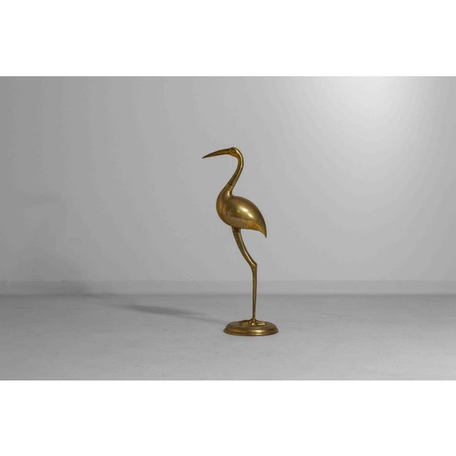 Metal Mid-Century Brass Heron Sculpture, Belgium, 1960s For Sale - Image 7 of 10