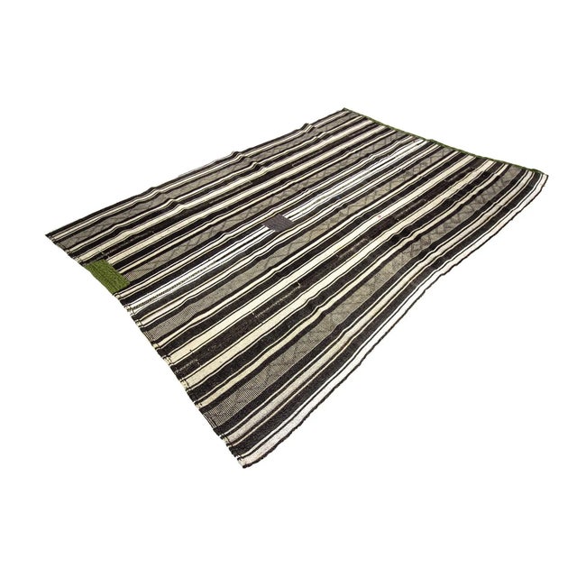 Vintage Black & White Striped Kilim Rug-6'2'x9" For Sale - Image 4 of 7