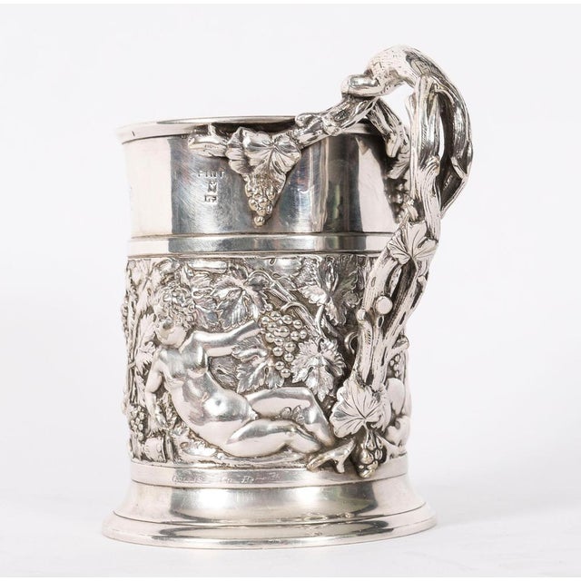 Antique Victorian Silver Plated Embossed and Engraved Mug from G R Collis, 1835 For Sale - Image 6 of 18