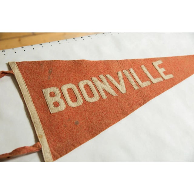 :: Boonville felt flag souvenir sewn, wool banner pennant antique circa 1920's.