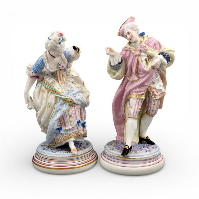 Paris Porcelain Masquerade Figures of Gallant and Lady in the style of Vion & Baury, 1860s, Set of 2 For Sale - Image 11 of 11
