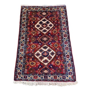 Vintage Hand-Knotted Yalameh Wool Rug For Sale