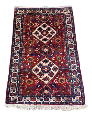 Vintage Hand-Knotted Yalameh Wool Rug
