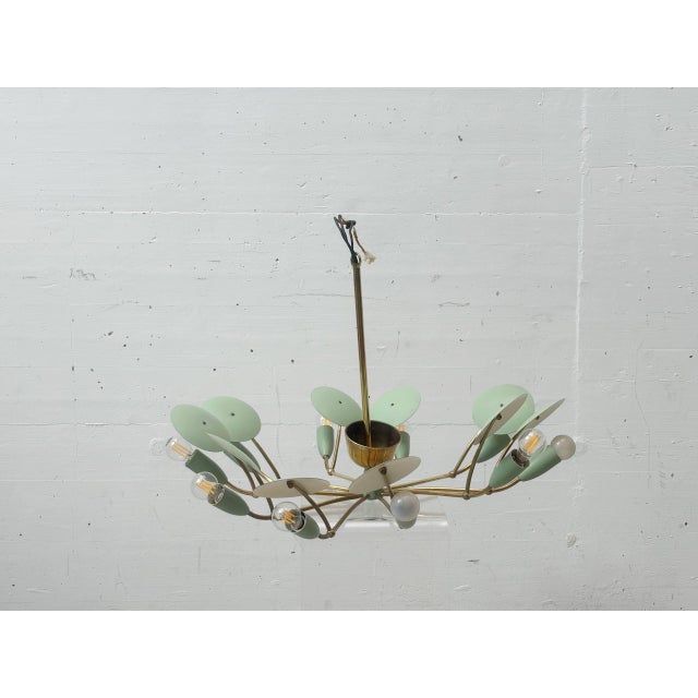 Mid-Century Italian Chandelier in Brass, 1950s For Sale - Image 6 of 11