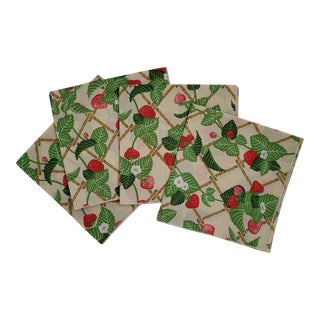 1980s Strawberry Print Cloth Napkins- Set of 4 For Sale