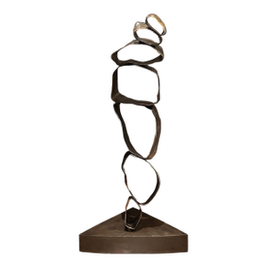 Mid 20th Century Large Bronze Abstract Floor Sculpture "Imperfect Circles"