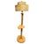 Rare 1950s Googie asymmetric pole floor lamp with a dramatic, swooping rattan and mahogany frame, the lamp features a...