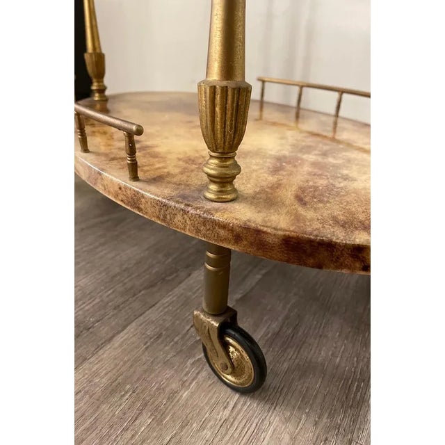 Gold Glazed Parchment Cart from Aldo Tura, 1950s For Sale - Image 8 of 12