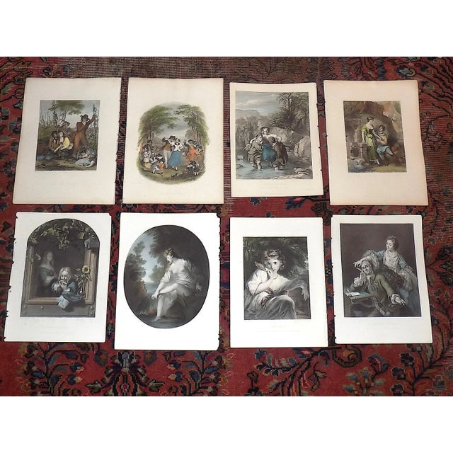 Antique 19th Century Handcolored Genre Engravings - Set of 8 For Sale In Cincinnati - Image 6 of 7