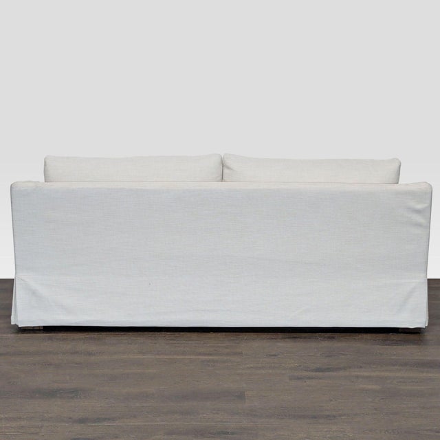 2010s Restoration Hardware Belgian White Slipcovered Fabric Loveseat With Cushions For Sale - Image 5 of 9