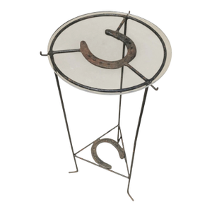 Vintage Southwest Cowboy Wrought Iron Horseshoe Plant Stand
