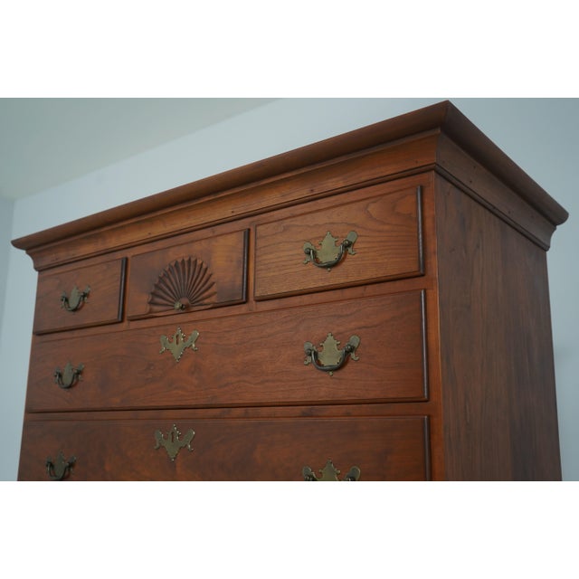 Wood Eldred Wheeler Cherry Flat Top 2 Piece Highboy For Sale - Image 7 of 17