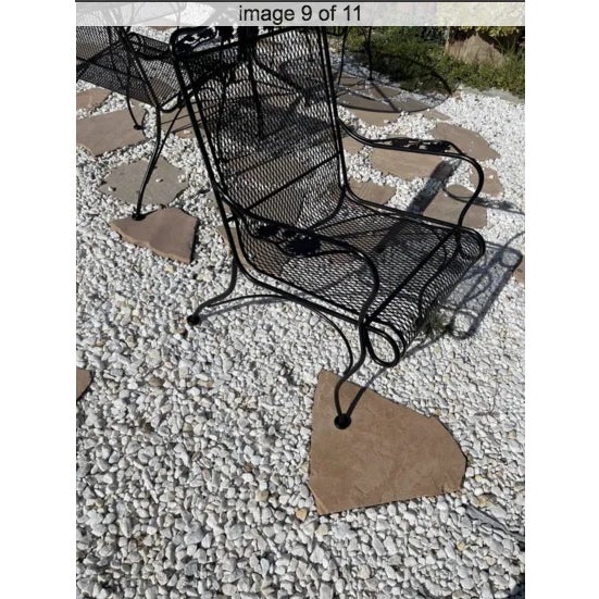 Black Vintage Daisy Motif Patio Table & 4 Chairs For Sale - Image 8 of 11