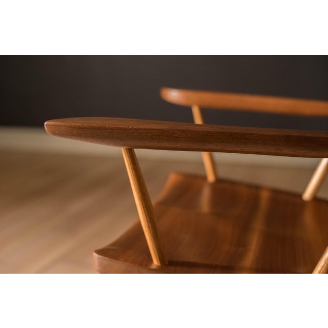Vintage George Nakashima Solid Walnut New Lounge Chair Rocker With Arms For Sale - Image 17 of 18