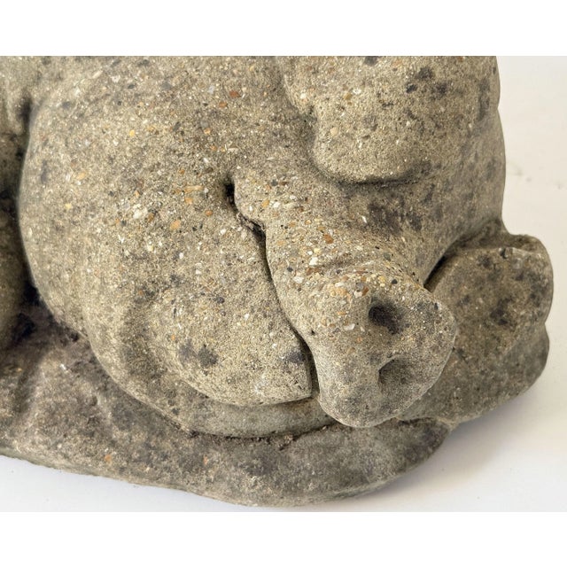 English Weathered Garden Stone Pig With Piglets Sculpture For Sale In Austin - Image 6 of 9