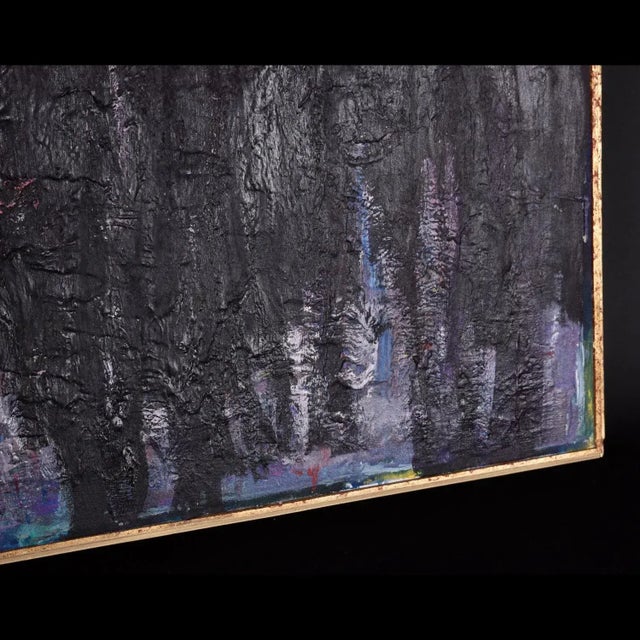 1970s P. Stein 1977 Eggplant Purple and Lavender Square Abstract Color Field Painting For Sale - Image 5 of 10