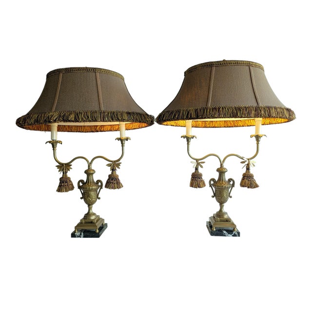 Frederick Cooper Dragonfly Double Candlestick Table Lamps - a Pair For Sale