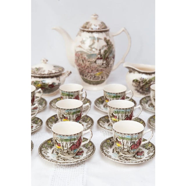 English Coffee Set for Twelve People by Johnson Bros, 1960, Set of 27 For Sale - Image 3 of 8