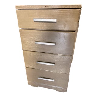 1950s Mengel Permanized Mid-Century Cerused Oak Nightstand / Bedside Chest — Original Finish For Sale