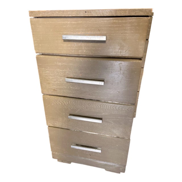 1950s Mengel Permanized Mid-Century Cerused Oak Nightstand / Bedside Chest — Original Finish For Sale