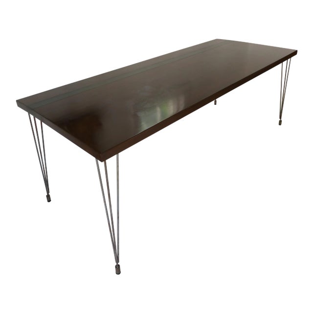 Modern Walnut and Black Stripe Dining Table For Sale