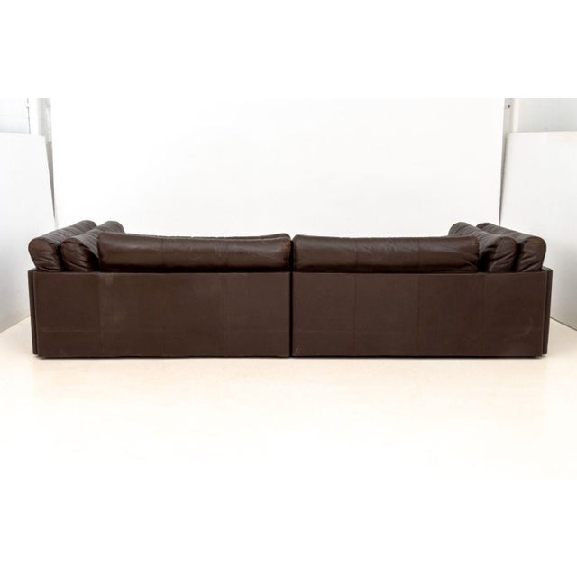 Brown Stendig Brown Leather Three-Seat Sofa For Sale - Image 8 of 9