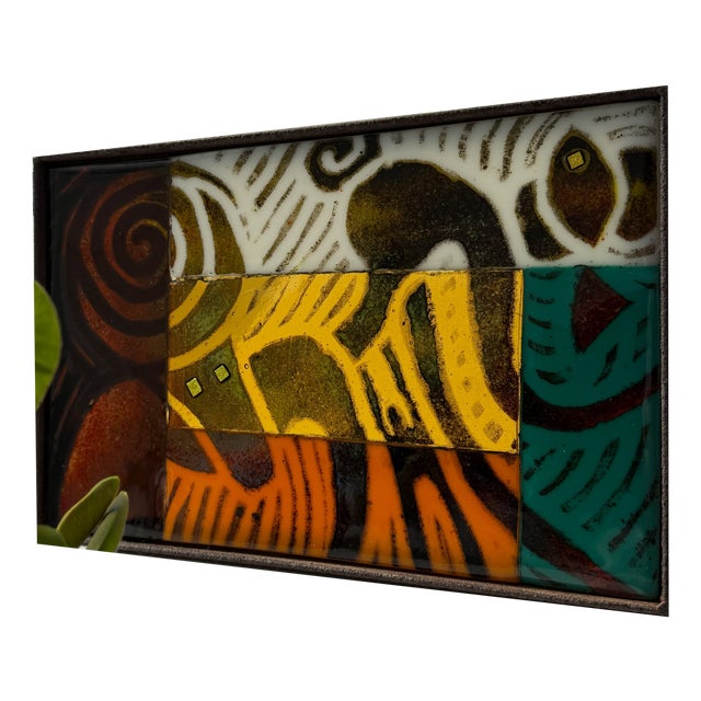 Glass Relief in an Iron Frame, 1970s For Sale