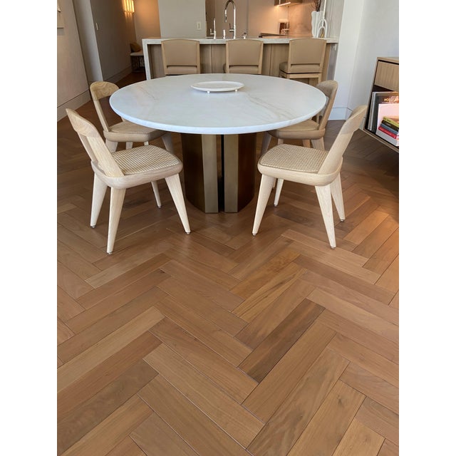 Set of 4 Armless BassamFellows Brutus Chairs - Raw Oak & Double Caned Seats, Hand-Made in Italy For Sale - Image 10 of 11