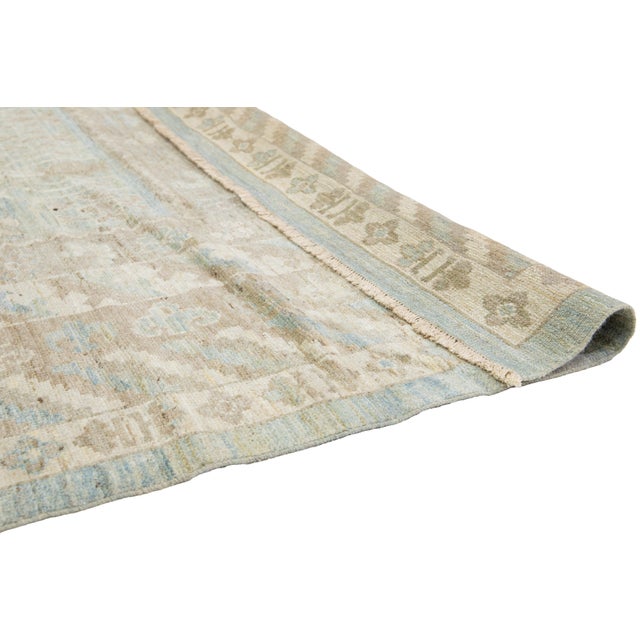 Modern Apadana's Modern Khotan Style Blue Oversized Wool Rug With Geometric Design For Sale - Image 3 of 10