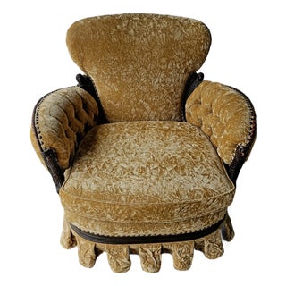 Vintage Round Chair Crushed Velvet For Sale