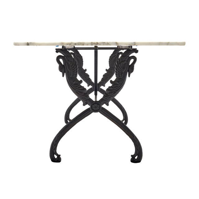 White French Art Deco Period Garden Table, Marble and Iron For Sale - Image 8 of 9