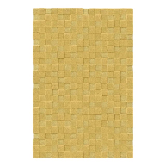 Mustard Square Textured Rug from Marqqa For Sale