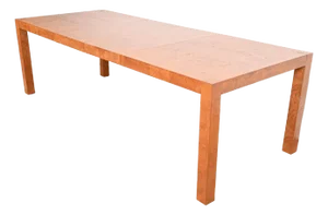 Milo Baughman Style Burl Wood Parsons Extension Dining Table by Lane, Newly Refinished