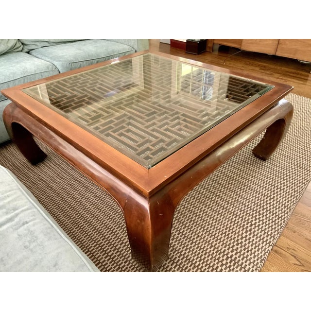 Chinese Square Lattice Top Elmwood Coffee Table For Sale - Image 4 of 13