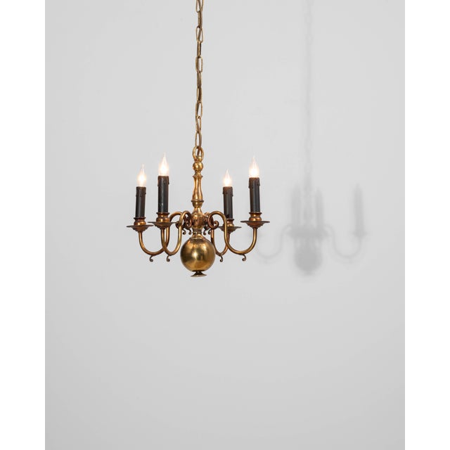 20th Century Belgian Colonial Revival Brass Three-Arm Chandelier For Sale - Image 4 of 18