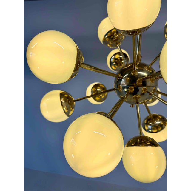 2000 - 2009 Brass and Murano Glass Sputnik Chandelier in Sage Green, 2000s For Sale - Image 5 of 12