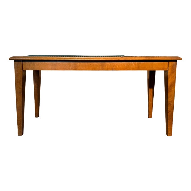 Art Deco Piano Bench in Stained Wood and Vinyl, 1930s For Sale