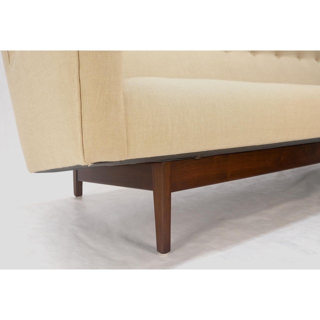Beige Jens Risom NEW Beige Linen Upholstery Oiled Walnut Frame c1960s Sofa Couch For Sale - Image 8 of 12