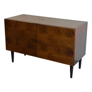 Vintage Danish Rosewood Sideboard Cabinet – Mid Century Modern 2 Door Credenza on Tapered Legs For Sale