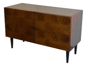 Vintage Danish Rosewood Sideboard Cabinet – Mid Century Modern 2 Door Credenza on Tapered Legs