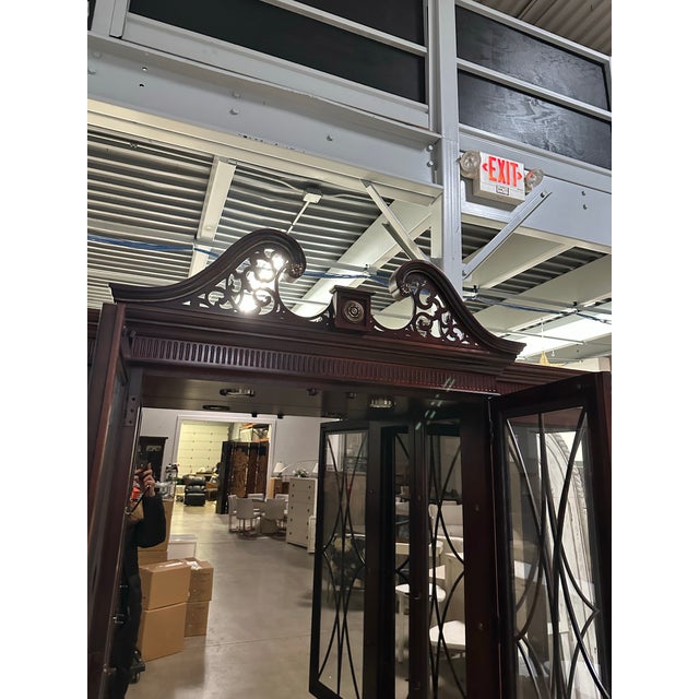 Traditional 1990s Century Furniture Federal Style Mahogany Breakfront China Cabinet For Sale - Image 3 of 11