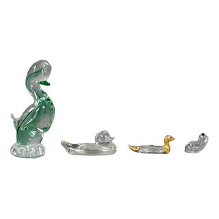 Glass Ducks in Swarovski Style, 1970s, Set of 4 For Sale