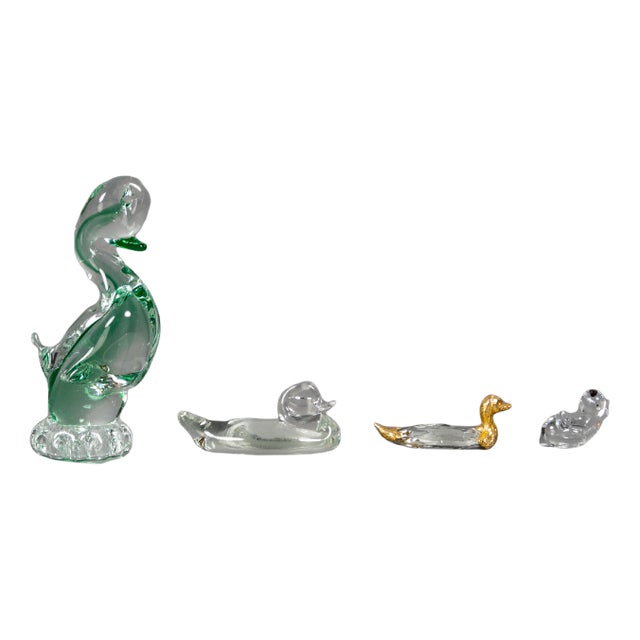 Glass Ducks in Swarovski Style, 1970s, Set of 4 For Sale