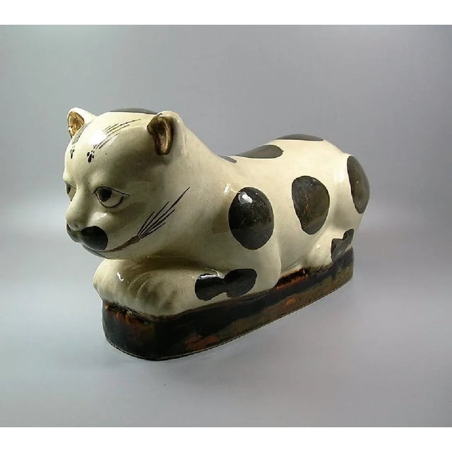 Up for sale is a Cizhou-type* antique Chinese stoneware pillow decorated in unique cat form, 19th century, Qing Dynasty,...