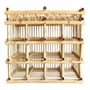 Circa 1970 Split Bamboo Wine Storage Rack – Accommodates 12 to 16 Bottles