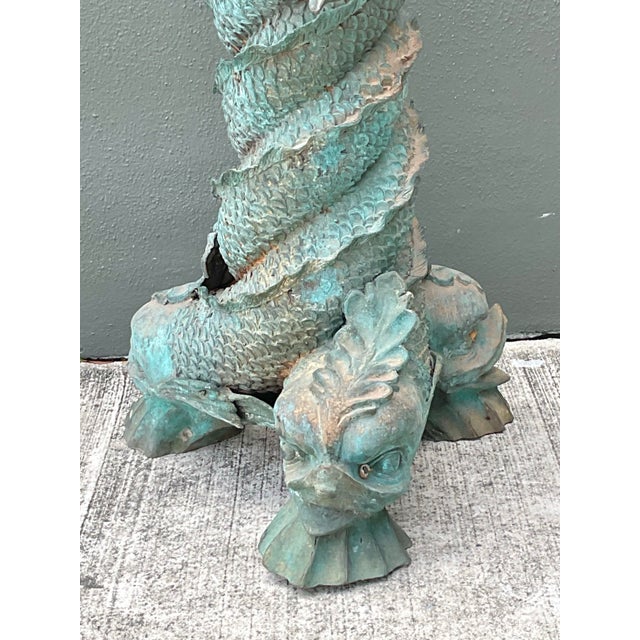 Vintage Patinated Bronze Koi Table Pedestal For Sale - Image 9 of 12