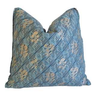 Beautiful Italian Mariano Fortuny Jupon Bouquet Feather/Down Pillow 21" Square For Sale