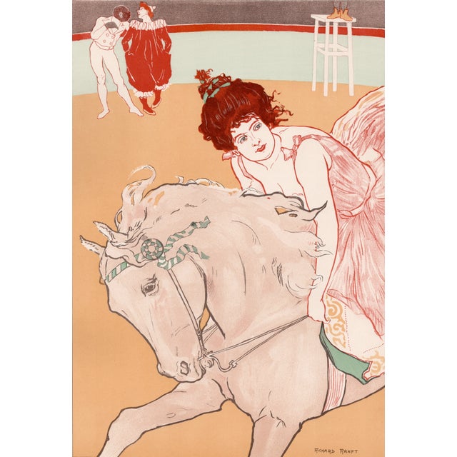 Richard ranft (1862-1931) l'écuyère (the equestrienne) original lithograph from the glorious portfolio "l'estampe...