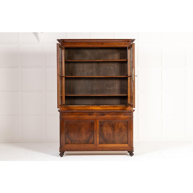 Large Antique Italian Walnut Bookcase, 1800s For Sale - Image 3 of 12
