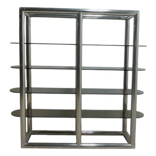 Mid Century Monumental Tubular Aluminum Chrome Etagere Shelf Vintage Display Baughman Style For Sale